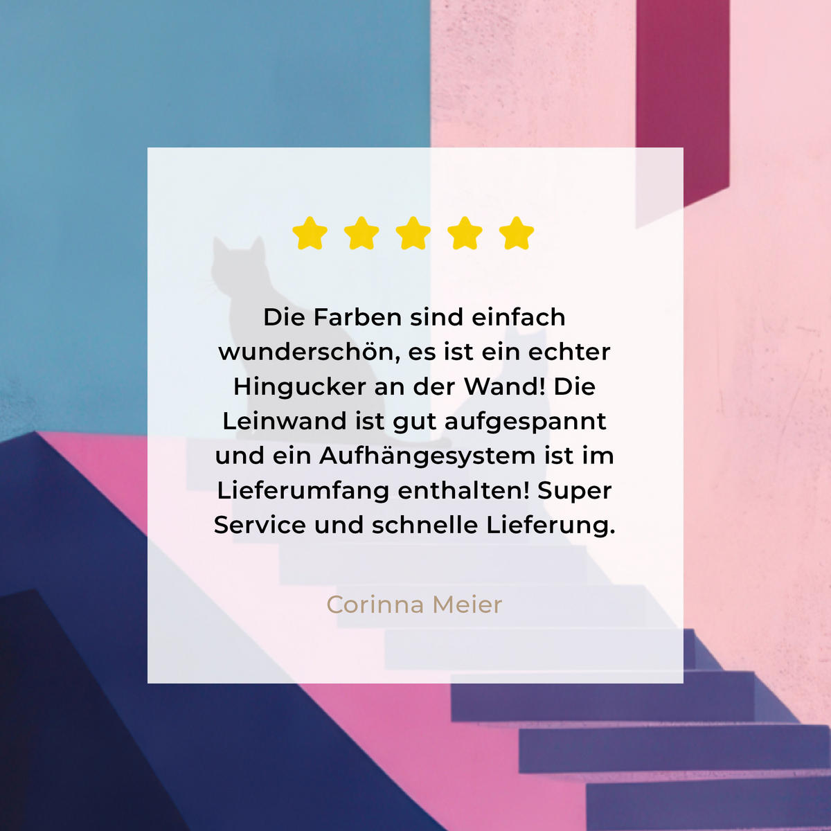 LEINWANDBILD Katze - Treppe - Gebäude - Schattenkontraste Wandbild Wohnzimmer 60x80 cm - Dunkelblau, Textil (60/80cm) - MuchoWow