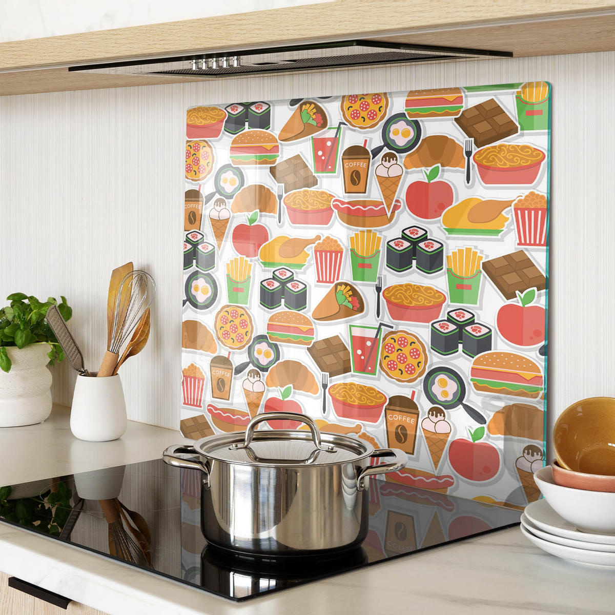 GLASPLATTE 60x52 cm Fastfood - Multicolor, Glas (60/0.4/52cm) - TULUP