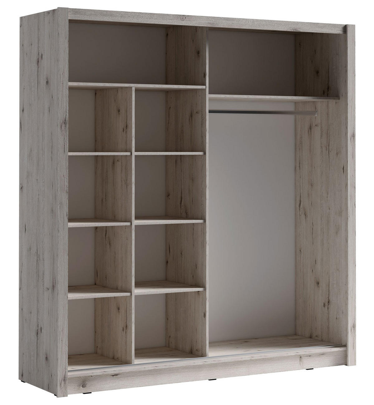 SCHIEBETÜRENSCHRANK Bora wellington eiche 205 / 61,6 / 215cm - Graubraun/Braun, Holz/Holzwerkstoff (205/215/62cm) - Feldmann-Wohnen