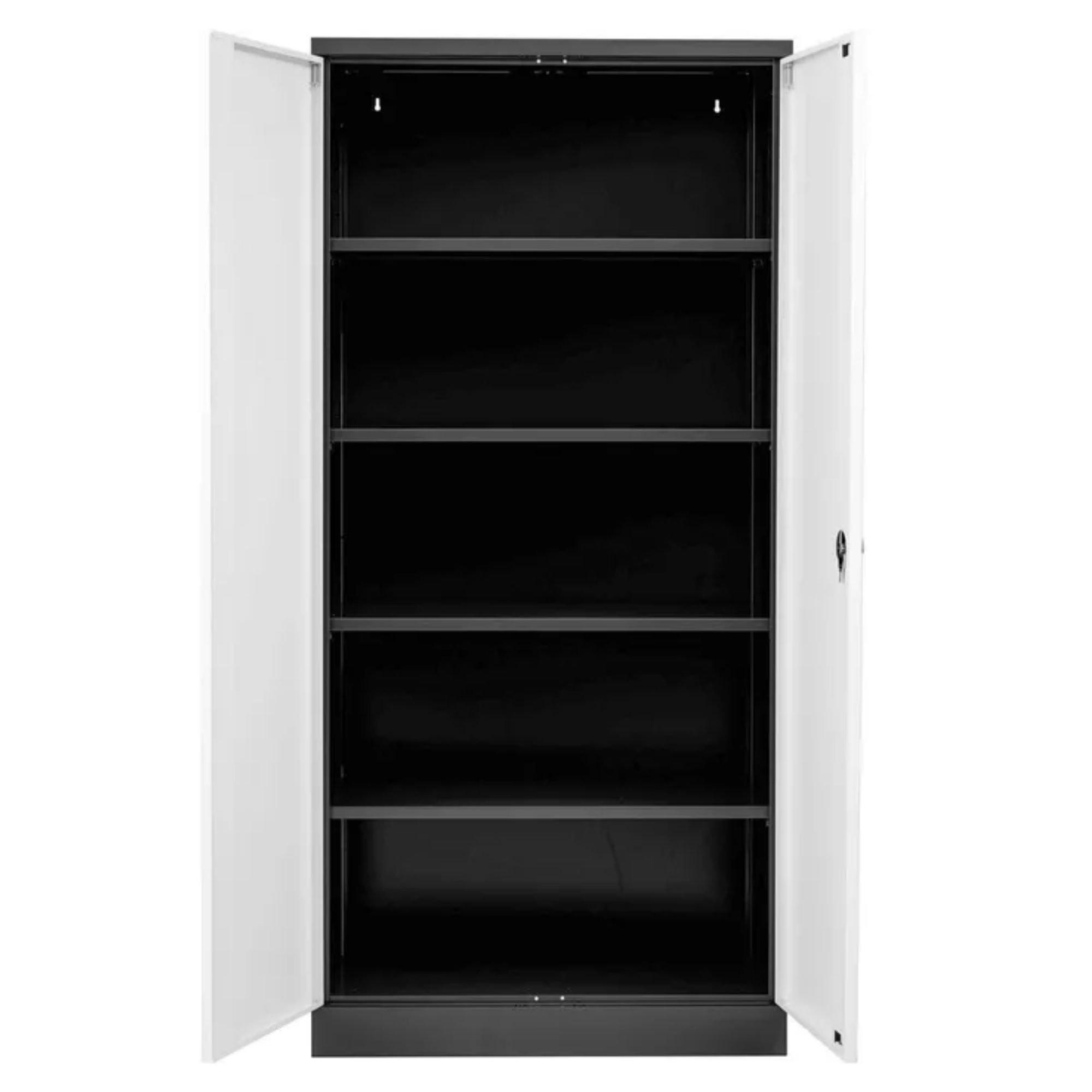 STAHLSCHRANK Bee mit 10 lackierten Fachböden 195x92x50 cm Korpusfarbe Anthrazit Frontfarbe Verkehrsweiß - Weiß, Metall (92/195/50cm)