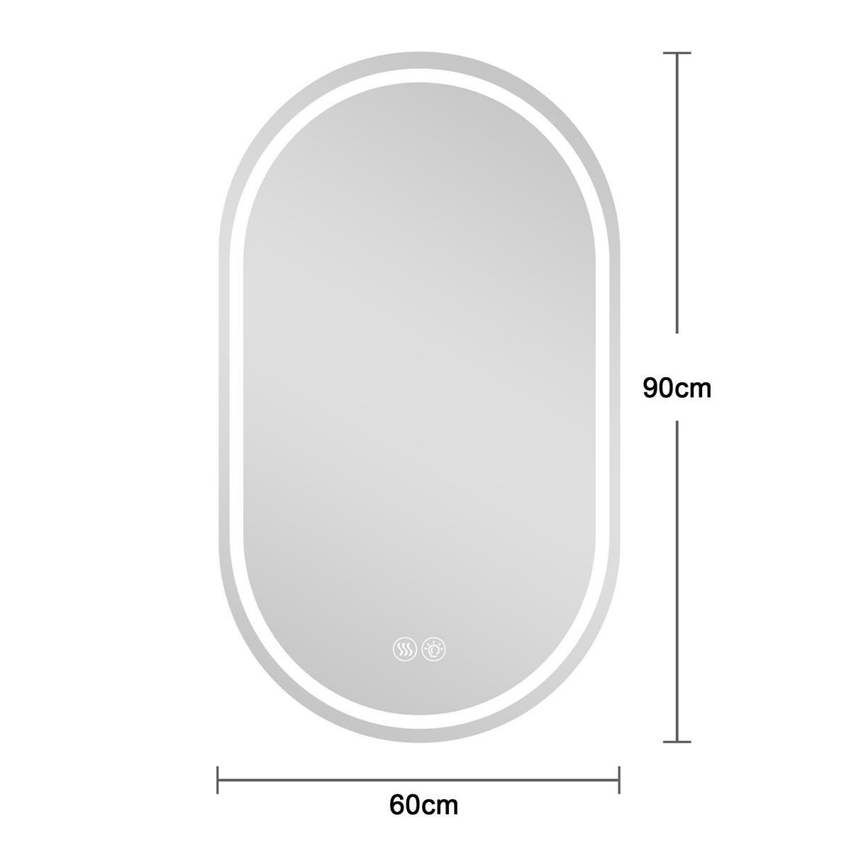 LED Badezimmerspiegel 90x60x3cm Silber, 3 Lichtfarben dimmbar mit Entspiegelungsfunktion - Silberfarben, Glas (3/90/60cm) - Modfu