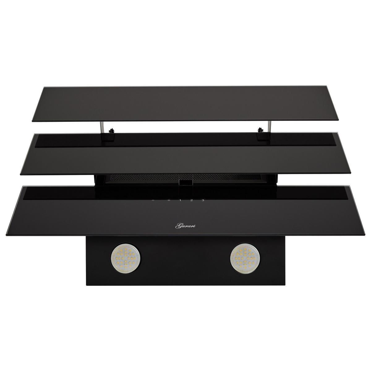 DUNSTABZUGSHAUBE GCH D 267 BL 6 PRIME + Umluftset, 60 cm Schwarz Glas - Schwarz, Glas/Metall (60/97.5/41cm) - Gurari