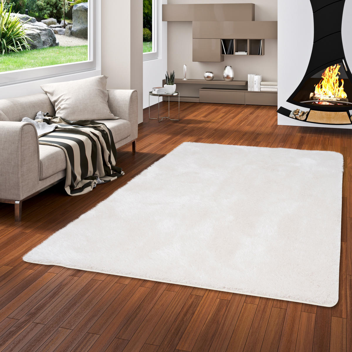 HOCHFLOR SHAGGY TEPPICH LUXUS FEELING MIX - Weiß, Textil (80/240cm) - Snapstyle