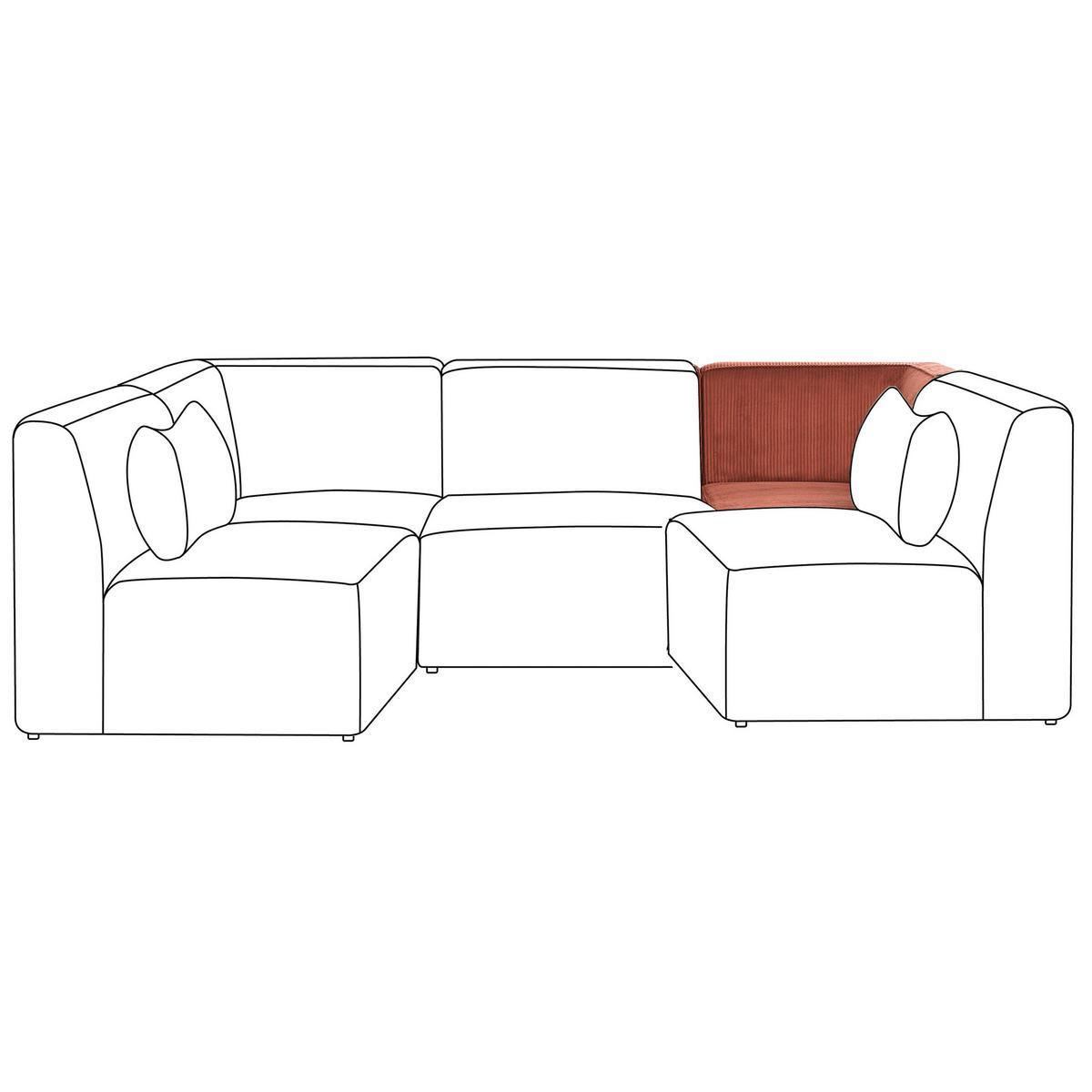 ECKMODUL Cord Goldbraun rechtsseitig Lemvig - Goldfarben, Textil (83/78/83cm) - Beliani