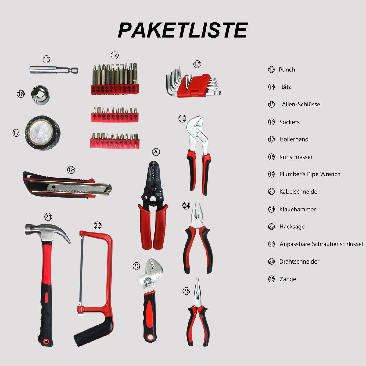 WERKZEUGSET 238 TEILE mit abschließbarem Koffer, für Heimwerker und Profis - Schwarz, Metall (35.5/8.9/45.5cm) - Novahome