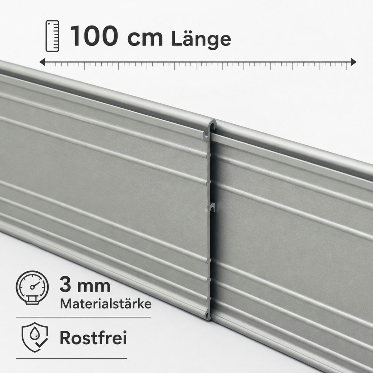 ULTRA Starke Alu Rasenkante 14cm x 100cm | Beeteinfassung Beetumrandung Beetbegrenzungen - Alufarben, Metall (14/5/100cm) - Green-Split