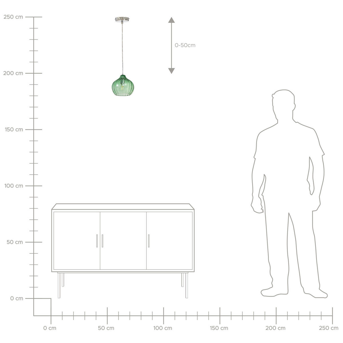 HÄNGELEUCHTE Keila 23/23/74 cm - Grün, Glas (23/23/74cm) - Beliani