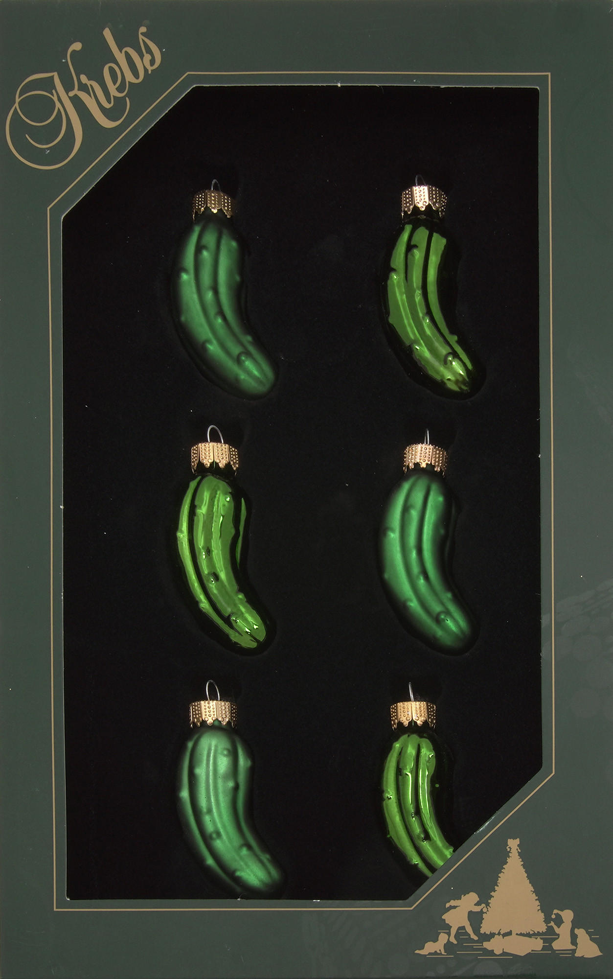 CHRISTBAUMSCHMUCK Gurken Mini-Set Grün 6cm (Glas / 6 Stk.) - Grün, Glas (3/6/3cm) - Krebs Glas Lauscha