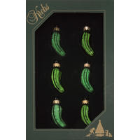 CHRISTBAUMSCHMUCK Gurken Mini-Set Grün 6cm (Glas / 6 Stk.) - Grün, Glas (3/6/3cm) - Krebs Glas Lauscha