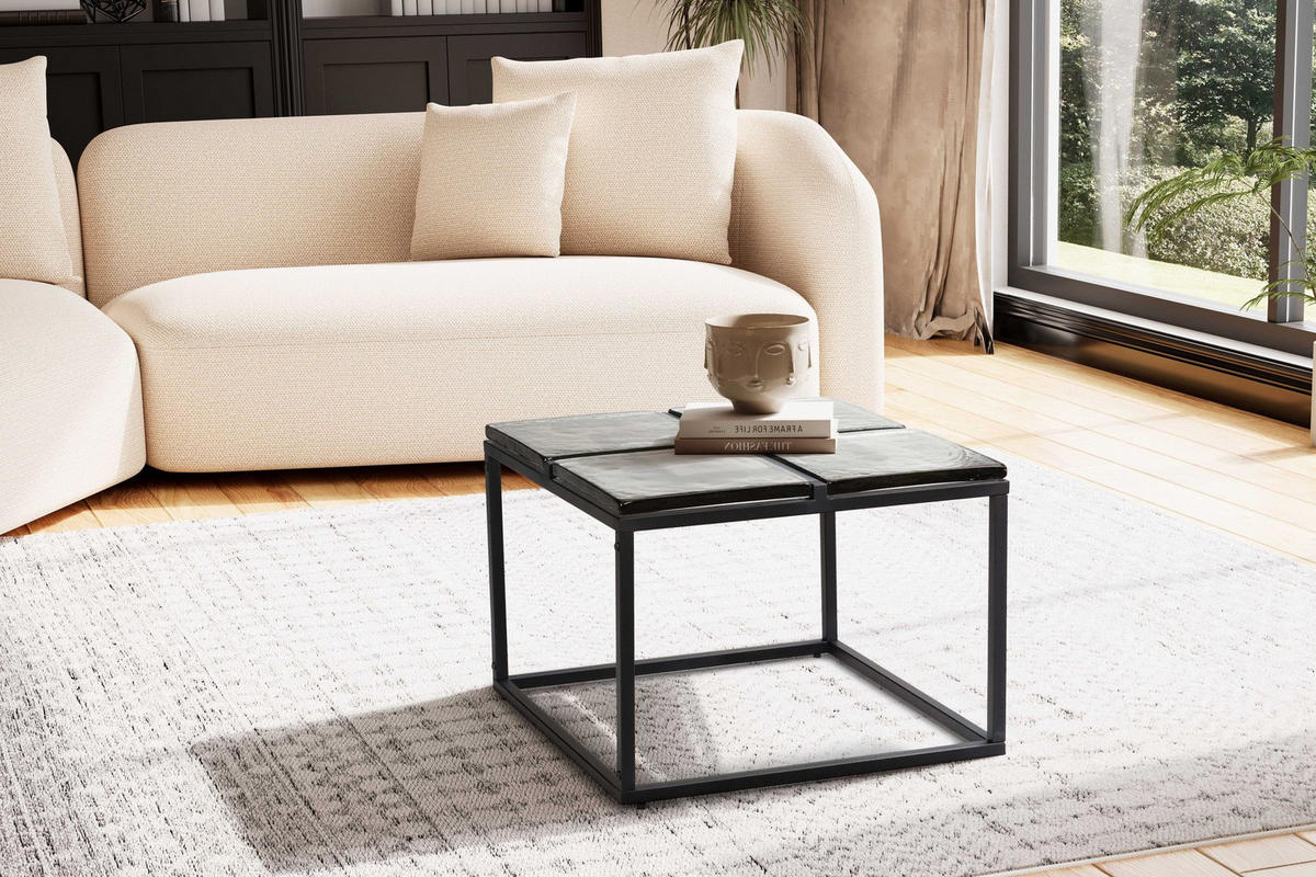 COUCHTISCH Quadratisch in Schwarz aus Glas und Metall, 58x58x43.5 cm - Schwarz, Glas/Metall (58/58/44cm) - KADIMA DESIGN
