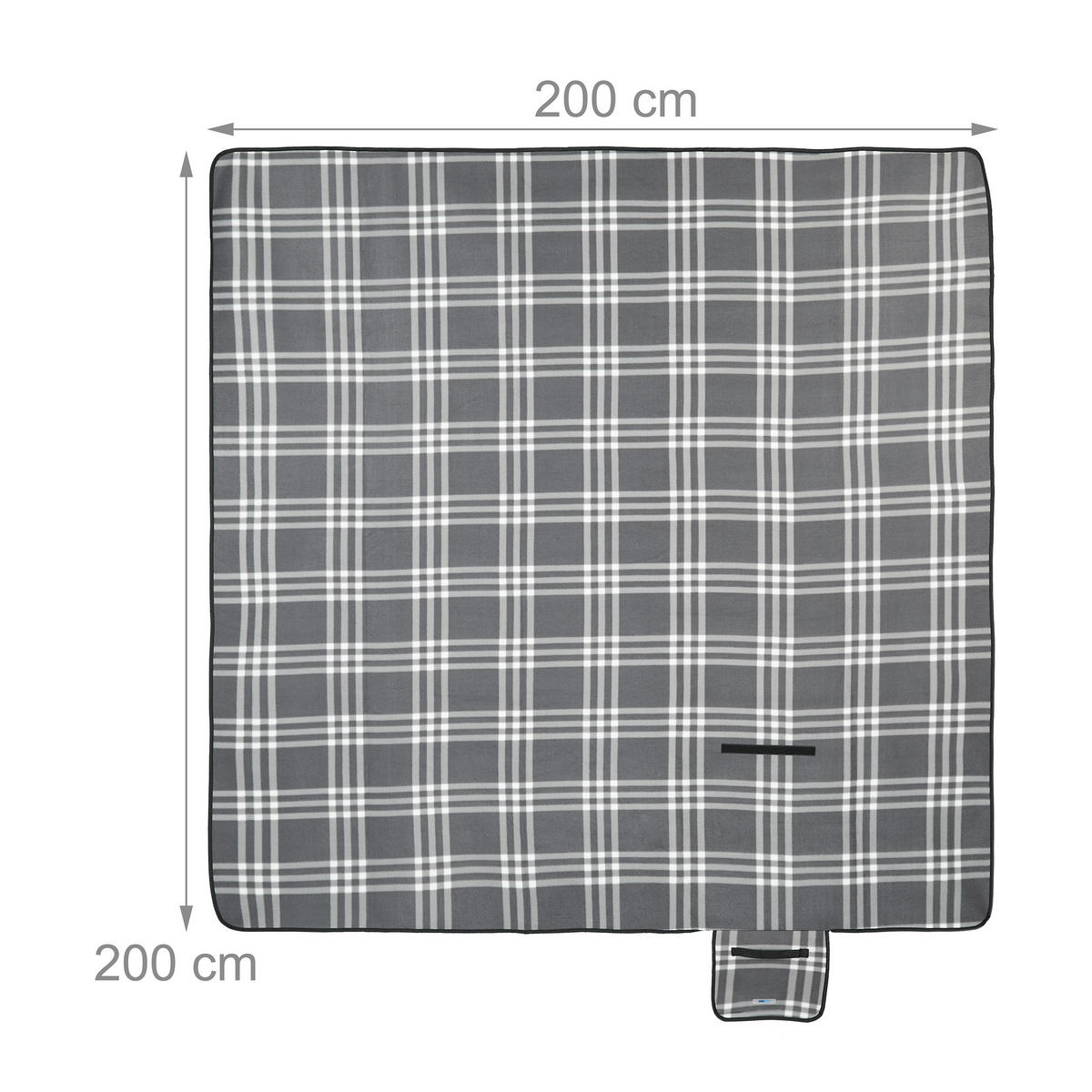 PICKNICKDECKE - Grau, Textil/Metall (200/200cm) - Relaxdays