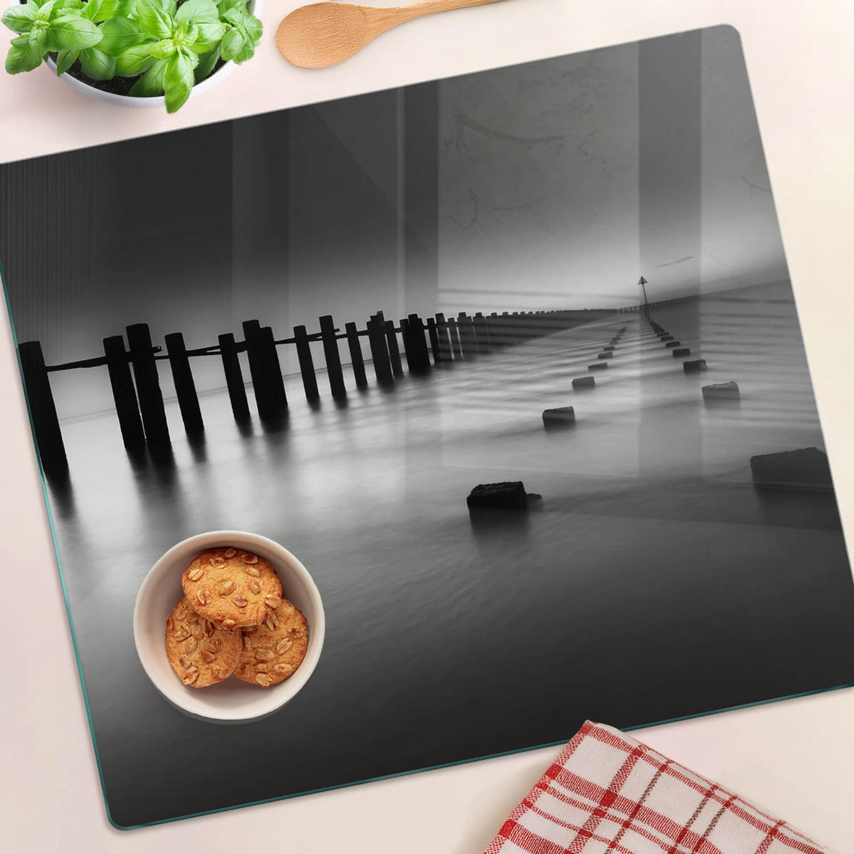 GLASPLATTE 60x52 cm Themse - Schwarz, Glas (60/0.4/52cm) - TULUP