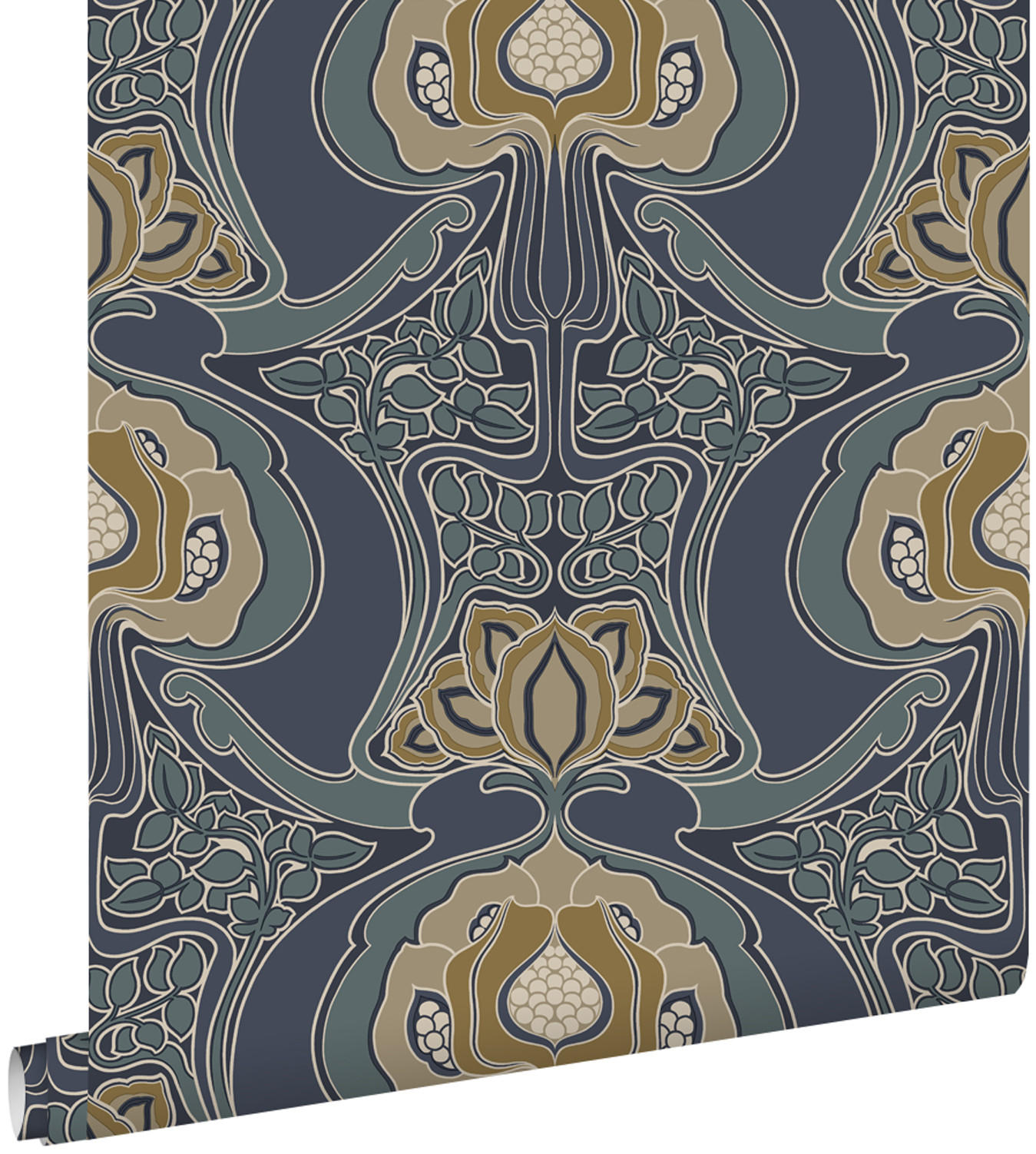 TAPETE Blumenmuster im Jugendstil 53 cm x 10.05 m - Blau, Papier (53/1000cm) - ESTAhome