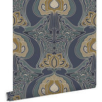 TAPETE Blumenmuster im Jugendstil 53 cm x 10.05 m - Blau, Papier (53/1000cm) - ESTAhome