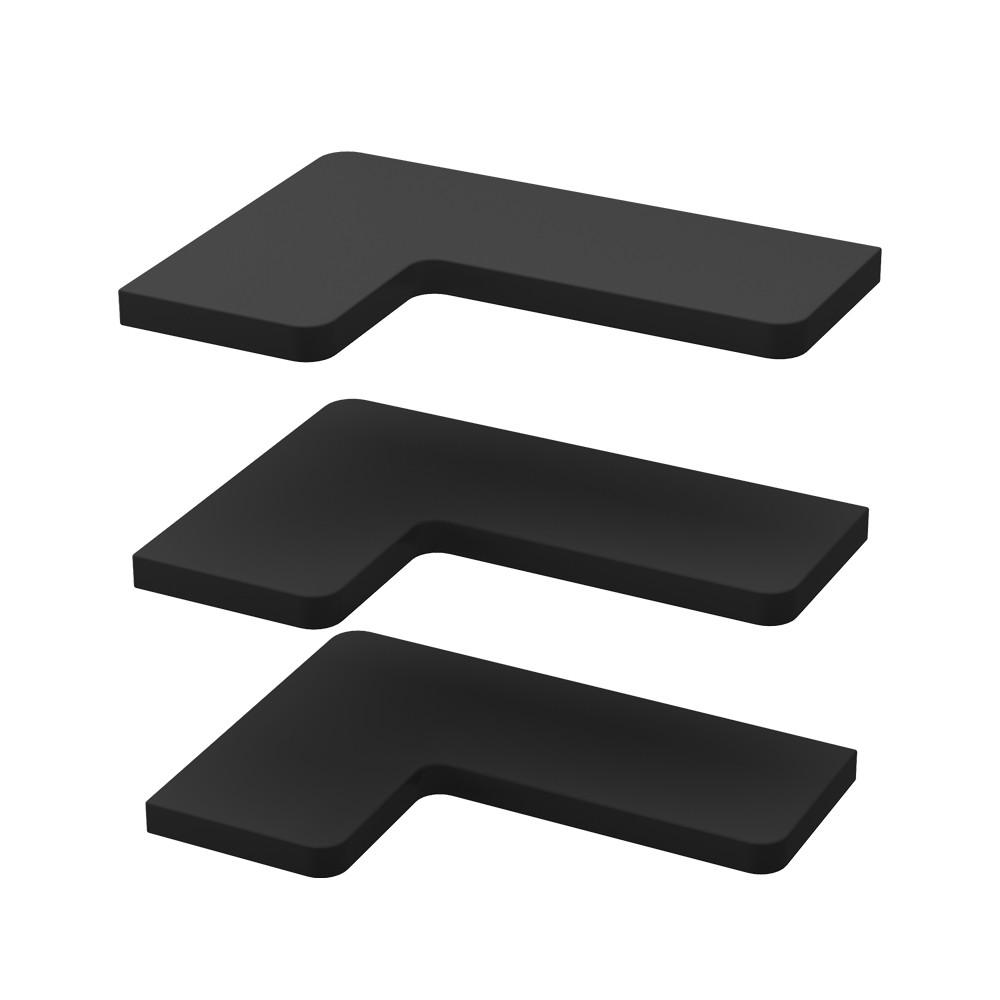 RAFT DE COLT Curva Negru 40.5x2.5 cm Set de 3