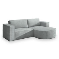 ECKSOFA SORELA P R-S Hellgrau Kordstoff mit Schlaffunktion - Hellgrau, Holz (263/174cm) - MASSENO
