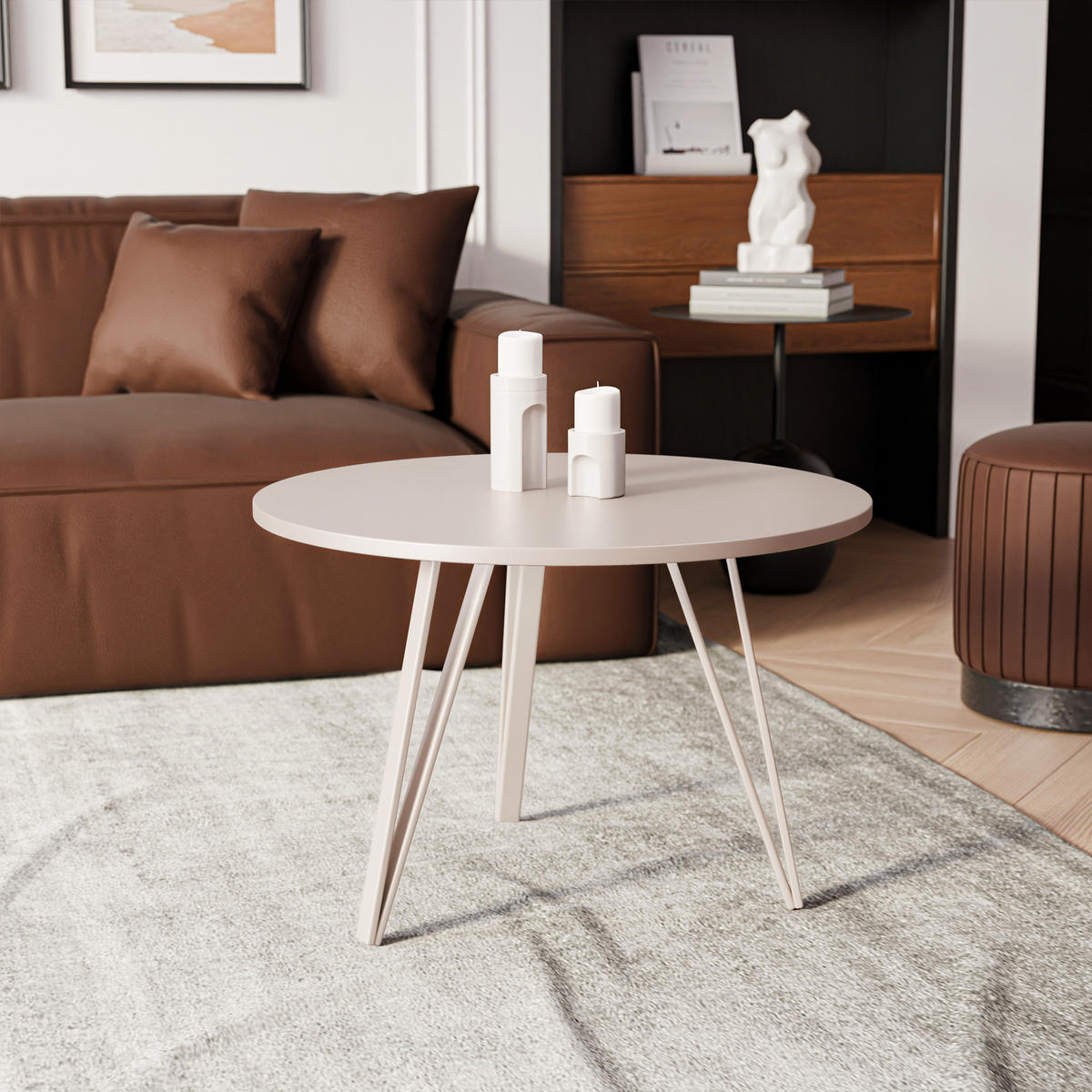 COUCHTISCH RIO mit kaschmirfarbener Tischplatte - Kaschmir, Holzwerkstoff (67/67/45cm) - Idohome