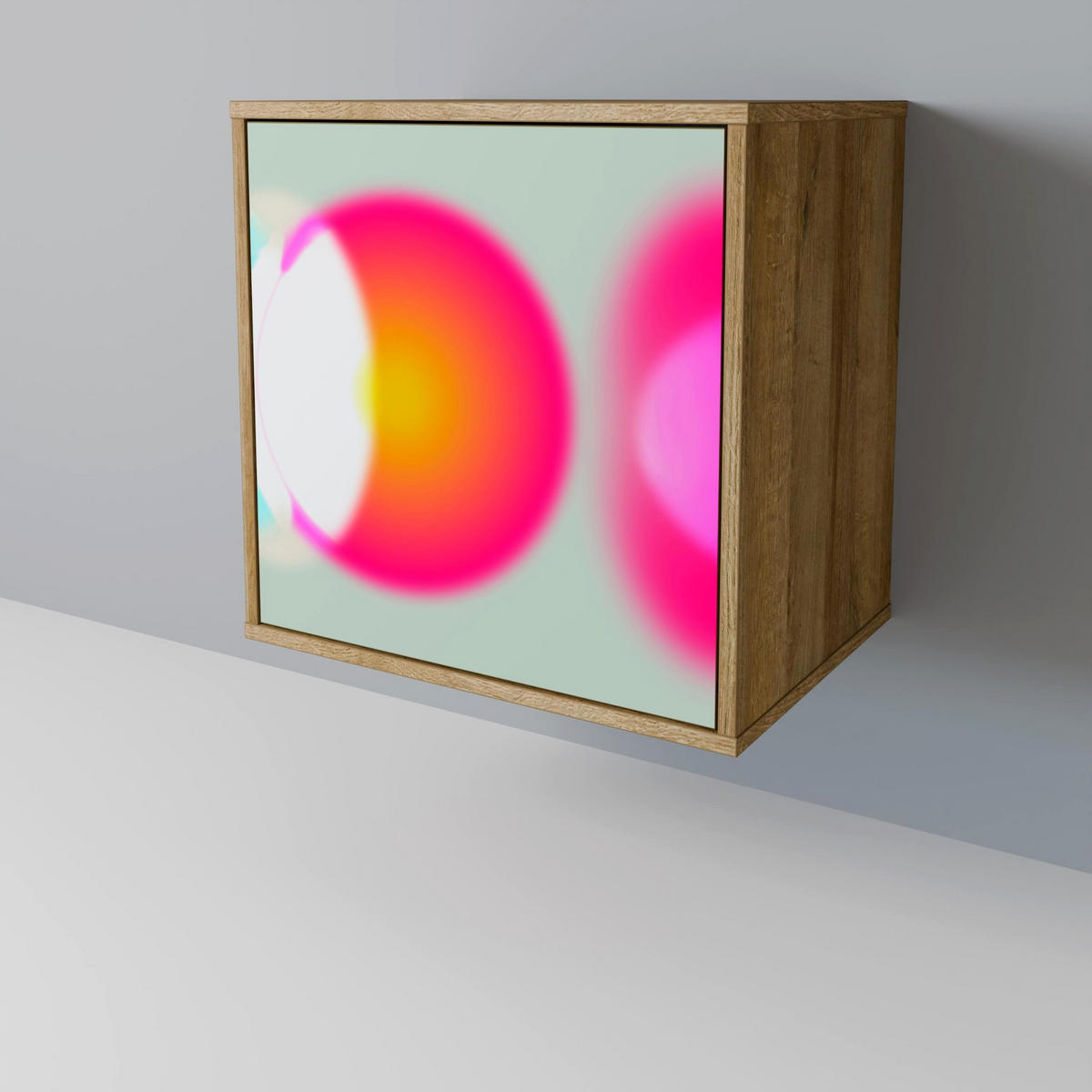 SIDEBOARD SYMPHONY OF COLORS, Eichefarben, 57,5x42x70,5 cm, Schwarze Metall-Sternfüße - Eichefarben/Multicolor, Holzwerkstoff/Metall (57.5/70.5/42cm) - SpaceRebels