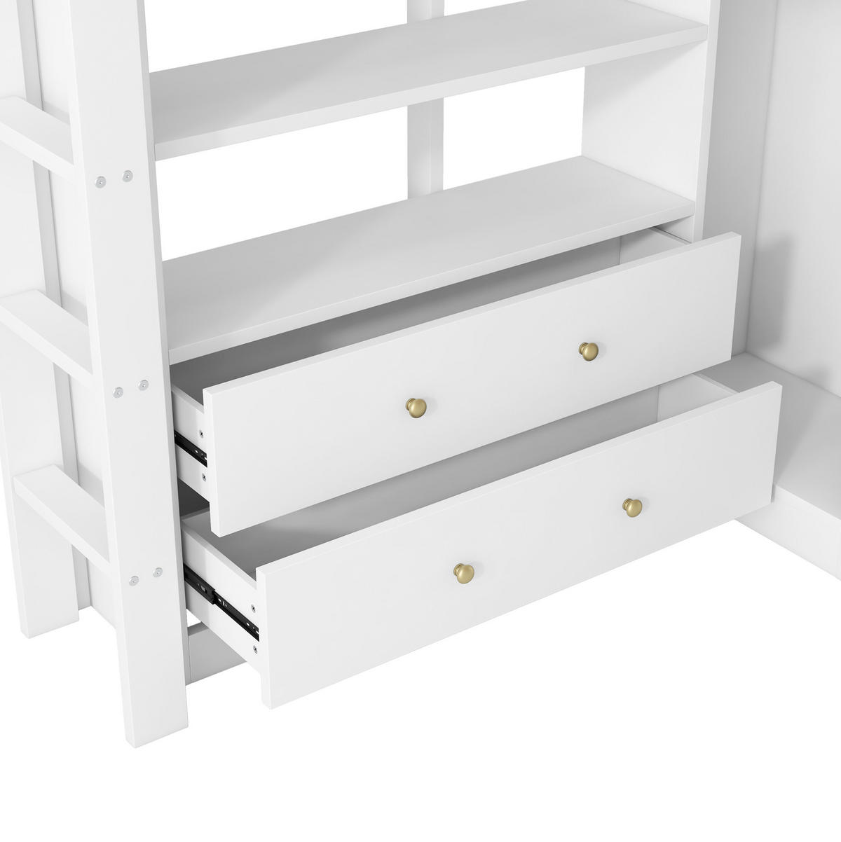 HOCHBETT 140/200 cm aus Kiefernholz und MDF mit Schreibtisch und LED-Beleuchtung Weiß - Weiß, Holz (140/200cm) - Modenvie