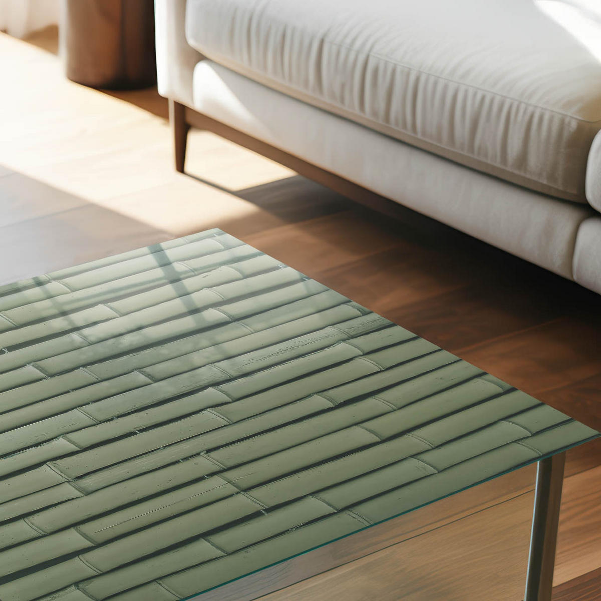 TISCHPLATTE 50x50 cm – Bambusstruktur - Beige, Glas (50/50/0.4cm) - Wallfluent