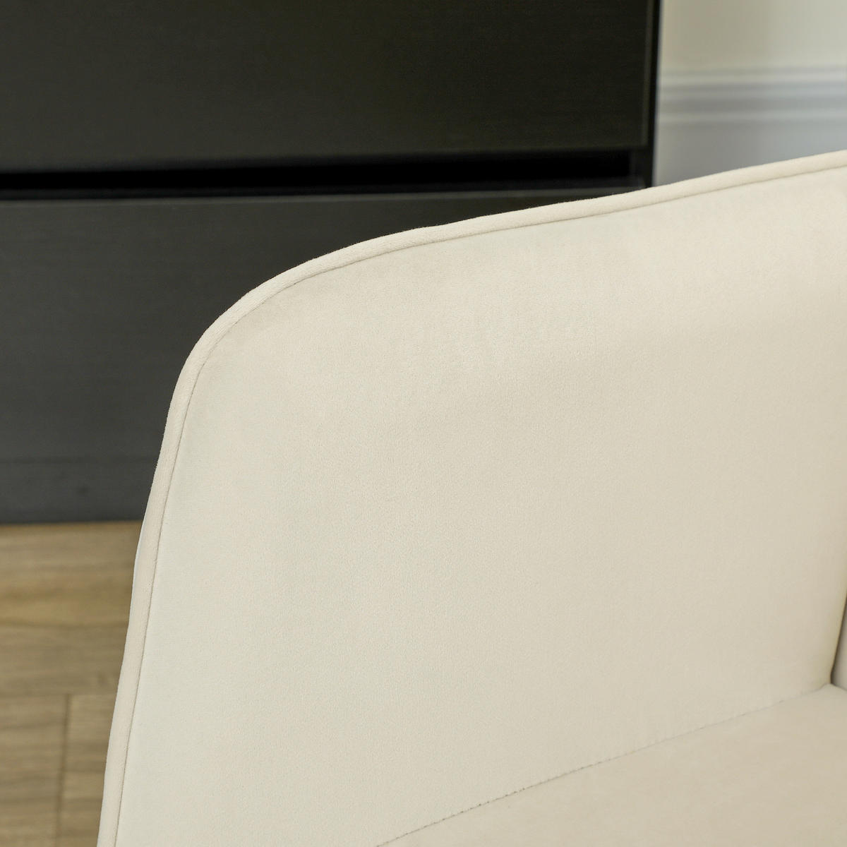 SCHAUKELSTUHL, Schaukelsessel mit Samtoptik, Armlehne für Wohnzimmer, Beige - Beige/Naturfarben, Buchenholz/Textil (98/101/71cm) - HOMCOM
