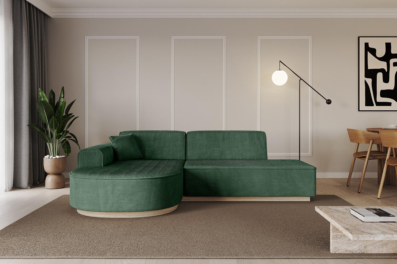 ECKSOFA Ottomane Links ARRIO-L1 - 243x171x83 cm Grün - Grün, Holzwerkstoff/Textil (243/171cm) - ALTDECOR