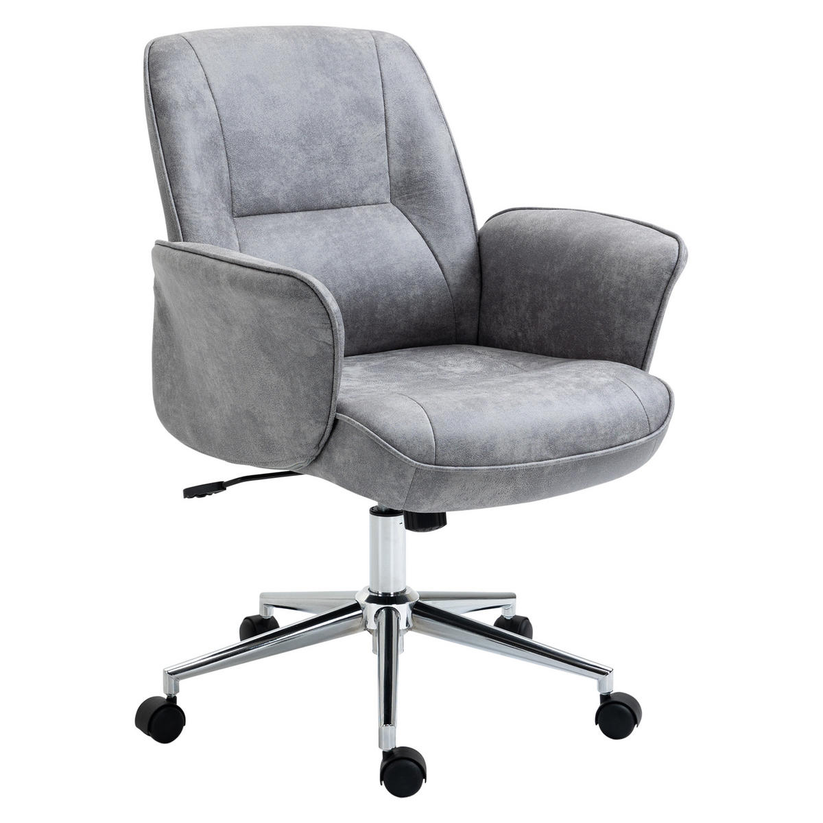 BÜROSTUHL DE-05102 Mikrofaser, höhenverstellbar & Wippfunktion Hellgrau - Hellgrau, Metall (69/102/67cm) - ComfortXL