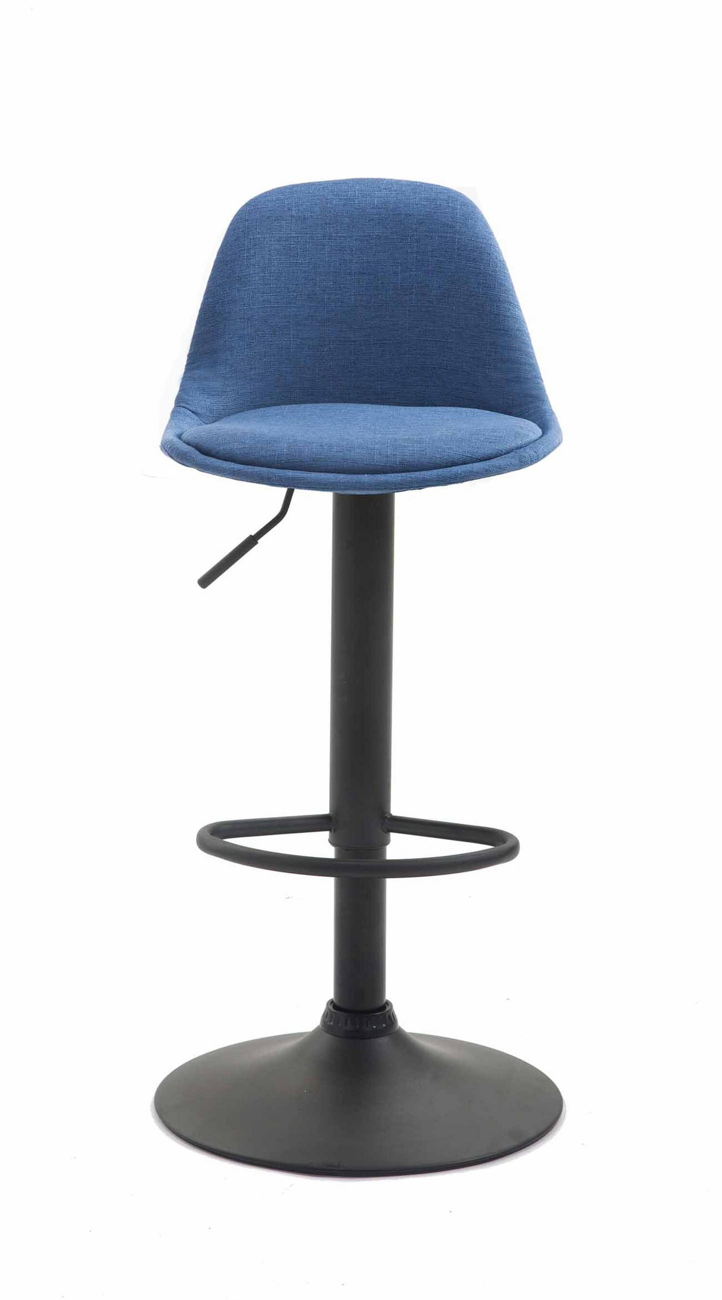 BARHOCKER Kilian, Gestell schwarz, Stoff Blau - Blau/Schwarz, Textil/Metall (39/100/43cm) - TPFLiving