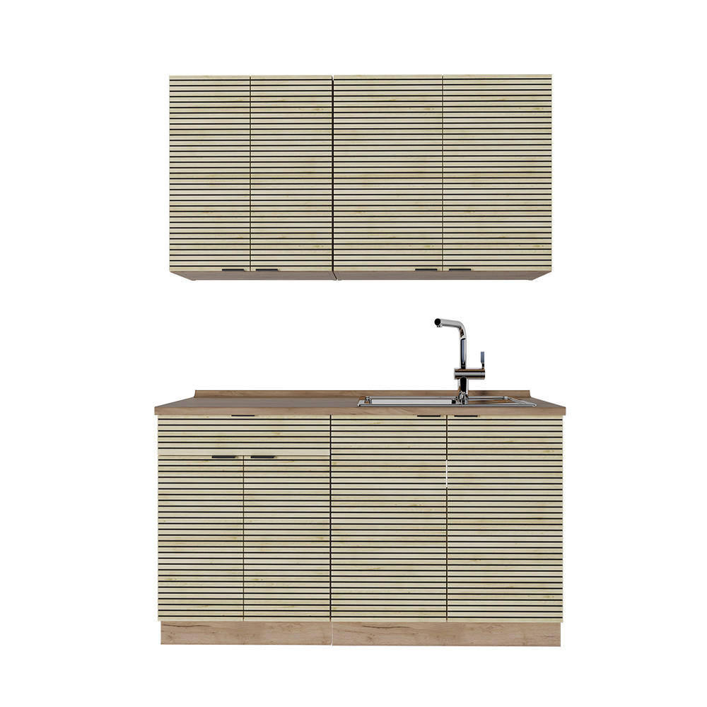 SINGLEKÜCHE Fame-Line Eiche Paneel/Goldkraft Eiche 140 cm ohne Arbeitsplatte - Hellbraun/Eiche Wotan, Holzwerkstoff (140/81.6/46cm) - Vicco