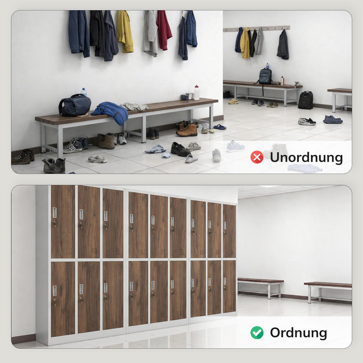 ARBEITSSCHUTZ-KLEIDERSCHRANK 6 Türen IGOR 185x90x45 cm - Nussbaumfarben/Weiß, Metall (90/185/45cm) - Jan Nowak
