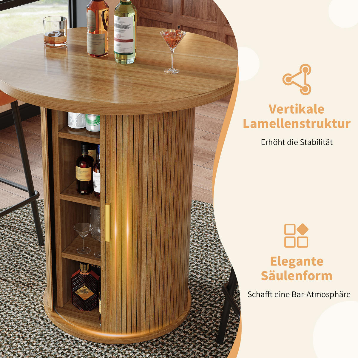 BARTISCH Holzoptik 60/60/91,6 cm - Naturfarben, Holz (60/60/91.6cm) - PANGIVO