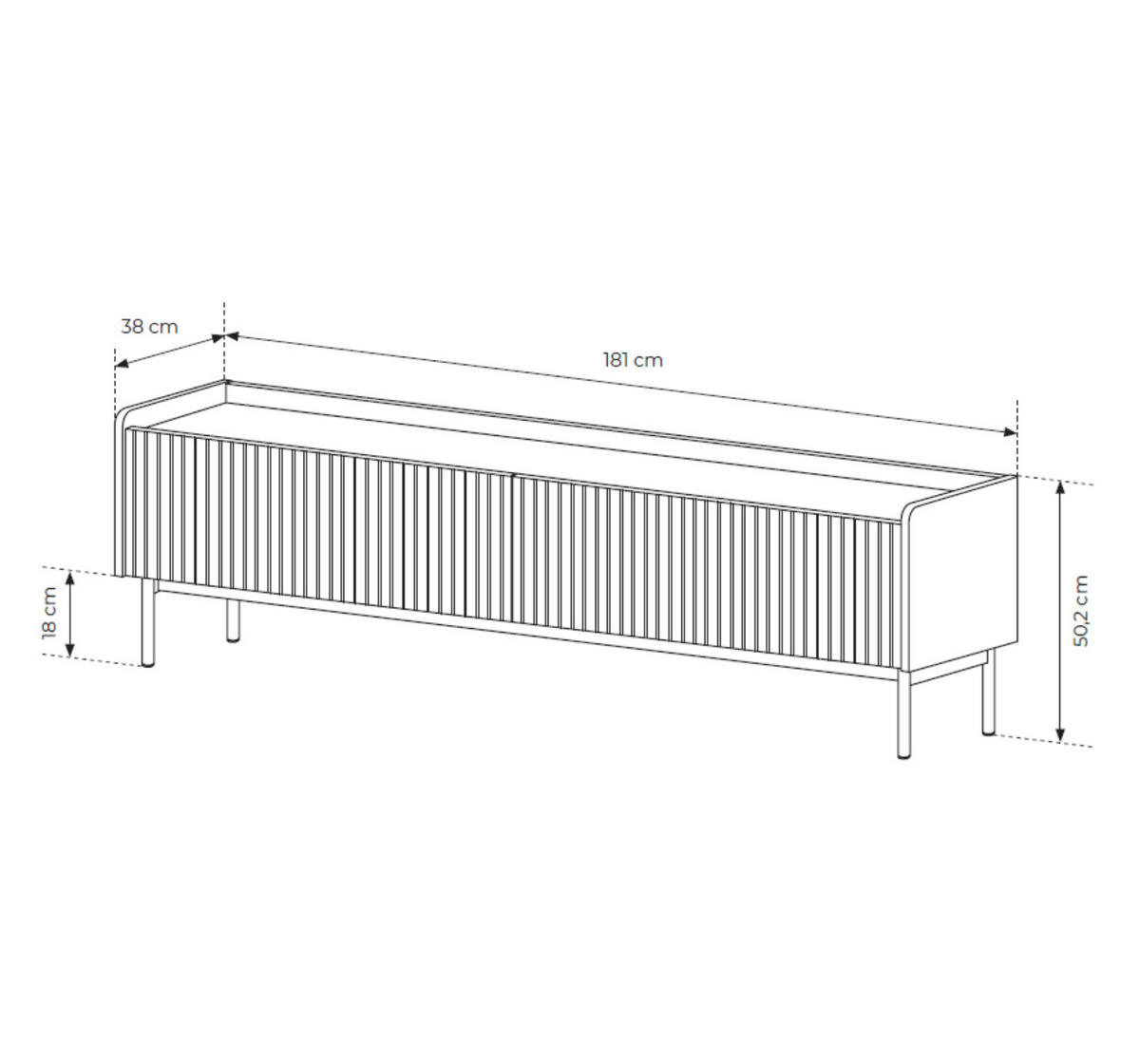 TV-SCHRANK Levant 181 Beige, Tv-Tisch - Beige, Holzwerkstoff (181/50/38cm) - Bettso