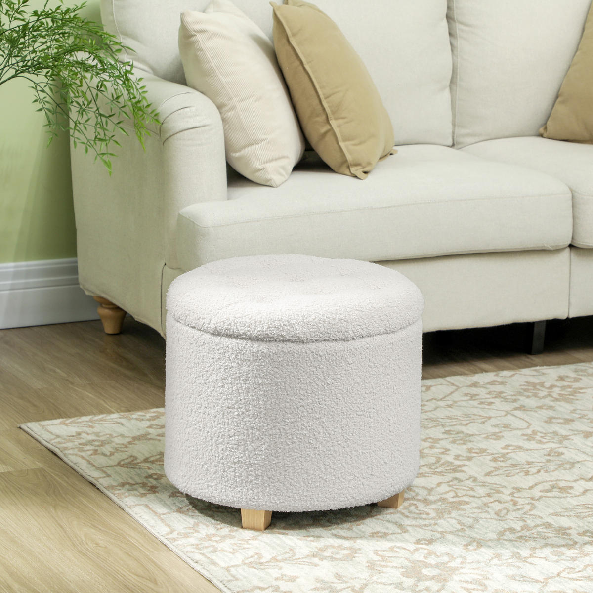 SITZHOCKER mit Stauraum, Weiß - Weiß, Textil (45/41/45cm) - furnicato