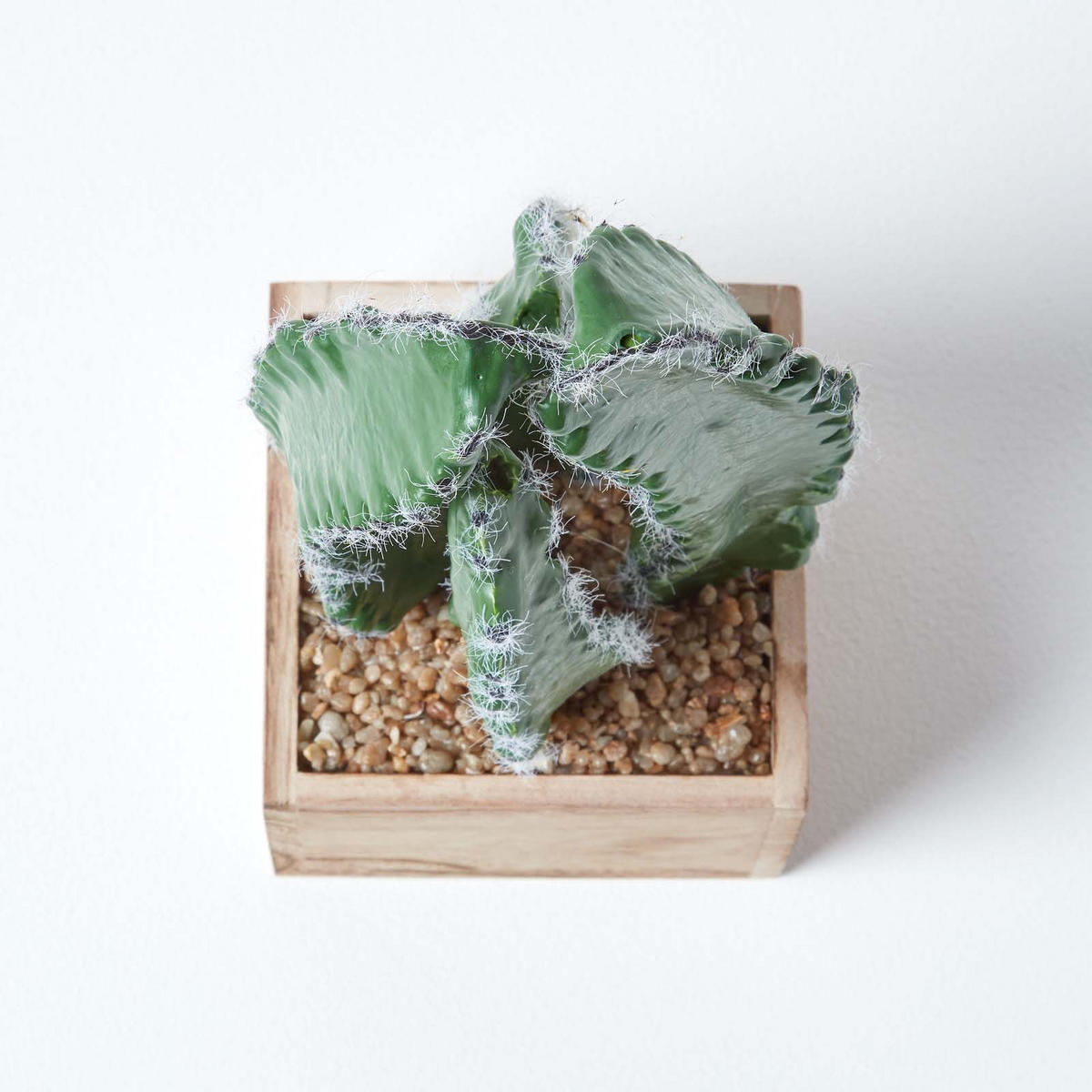 KUNSTPFLANZE Kaktus im Holz-Topf, 33 cm - Grün, Kunststoff (33cm) - Homescapes