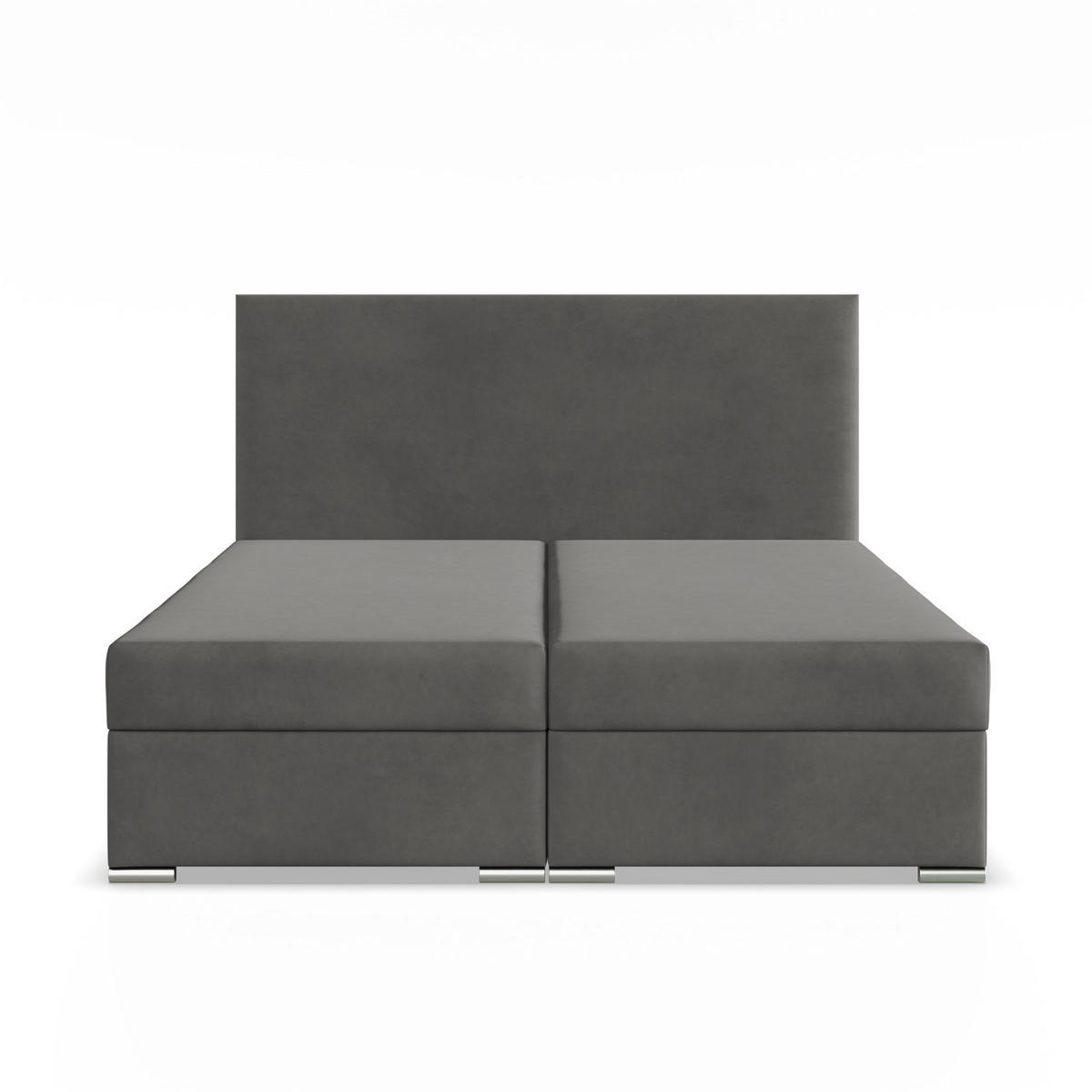 BOXBETT MIT KOPFTEIL 160x200 ZONZA, Grau - Graphitfarben, Textil (160/200cm) - Mebligo
