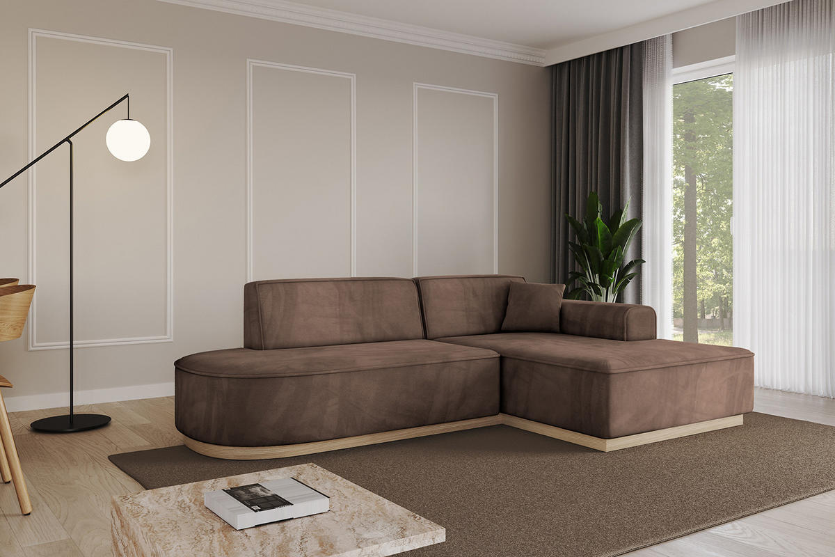 ECKSOFA Ottomane Rechts IREA-L1 - 232x165x80 cm Braun - Braun, Holzwerkstoff/Textil (232/165cm) - ALTDECOR