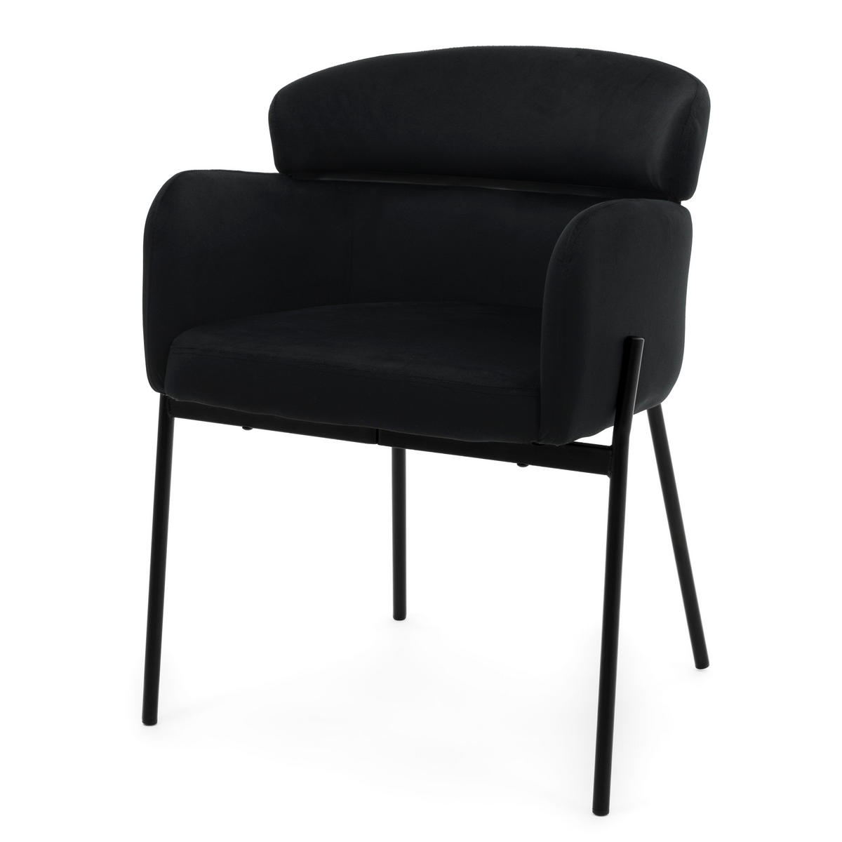 STUHL BOLZANO gepolsterter mit Steppung - schwarz - Samt Velour - Schwarz, Textil/Metall (62/80/61cm) - NEW HOME