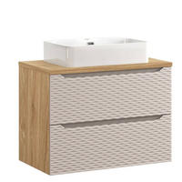 WASCHTISCHKOMBI 80cm 3 Teile - Ocean Beige O BM441 in Beige / Geölter Eiche - Beige, Holz/Keramik (80/57/46cm)