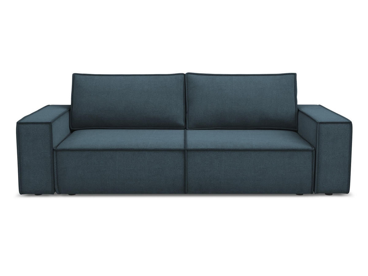 3-SITZER SOFA mit Schlaffunktion Strukturstoff Stoff Blau - Blau/Blaugrau, Kunststoff/Textil (255/85/105cm) - Makamii