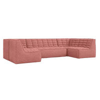 ROHOVÁ SEDAČKA modulární ve tvaru U, plyšová tkanina Pop, Růžová, LAZY U - růžová, dřevo (346/76/173cm) - Kaiser Möbel