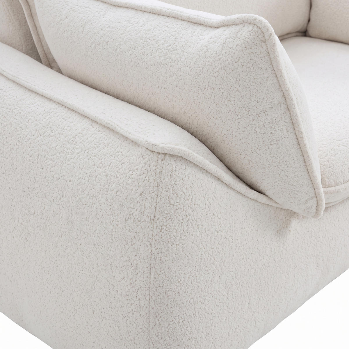 SESSEL MELANI Velours Creme - Chromfarben/Creme, Holz/Textil (140/90/85cm) - Muffo