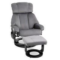 MASSAGESESSEL inkl. Hocker Fernsehsessel drehbar Relaxsessel Samt-Touch Grau - Grau, Kunststoff (80/102/76cm) - HOMCOM