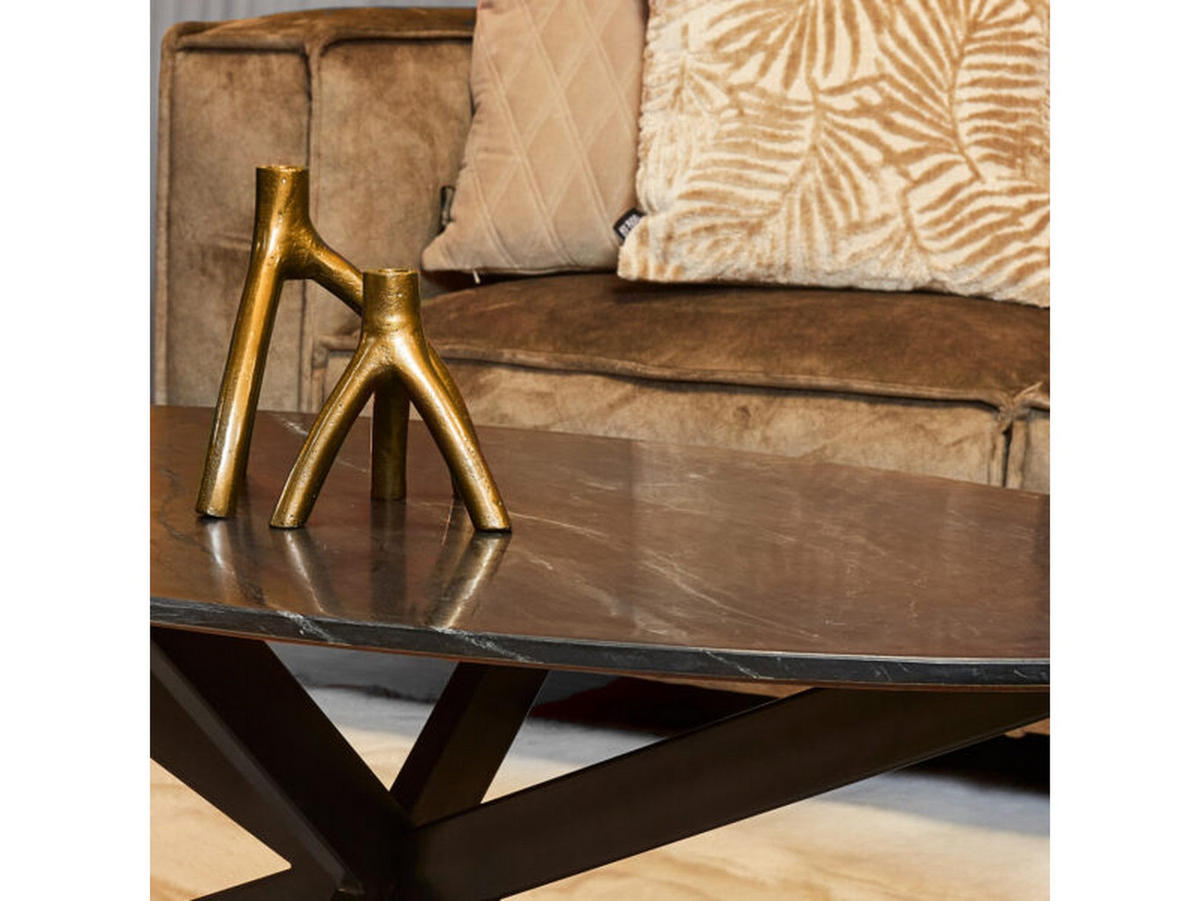 COUCHTISCH Menza Marmor 130 cm / 70 cm Schwarz - Schwarz, Stein (70/130/46cm)