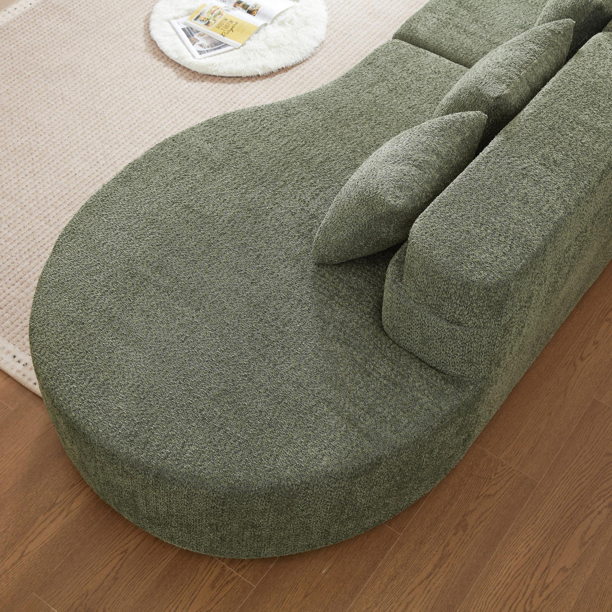 SOFA aus Chenille in Grün Modularer Memory-Schaum & Waschbarer Bezug - Grün, Textil (110/65/310cm) - Urban Meuble