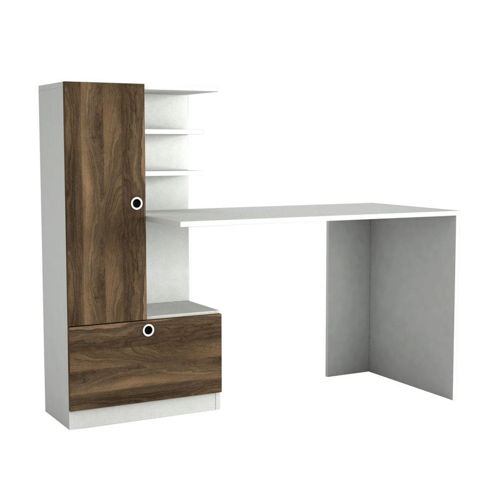SCHREIBTISCH Domingos Weiß Walnuss - Walnussfarben/Weiß, Holzwerkstoff (61.8/149.5/120cm) - moebel17