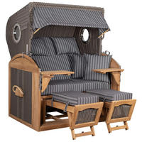 STRANDKORB XL Schillig Bullauge - Braun/Grau, Metall (142/170/95cm) - Mr. Deko