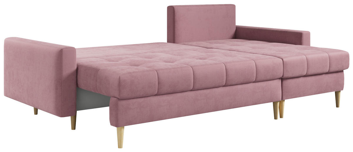 ECKSOFA Astra Rosa Velvet - Rosa/Braun, Holz/Textil (220/140cm) - MKS