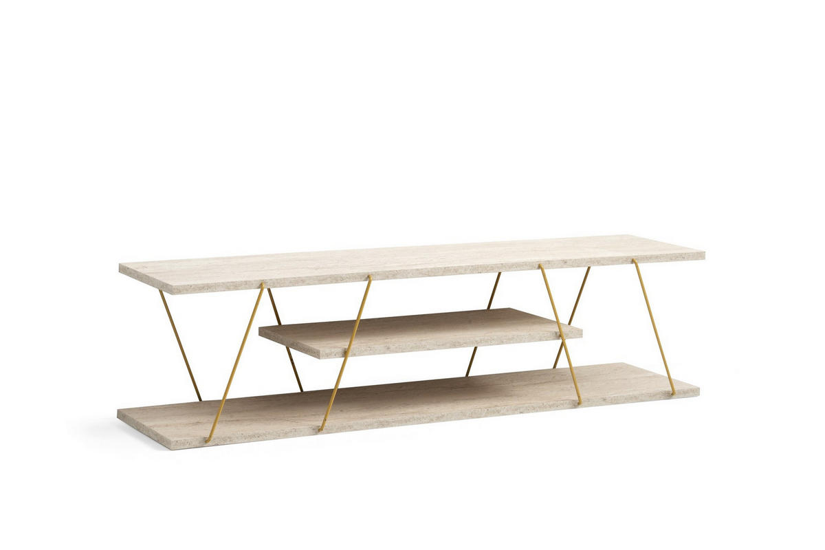 TV-MÖBEL Canaz Travertin - Beige, Holz (120/33/30cm) - Habitat Garten