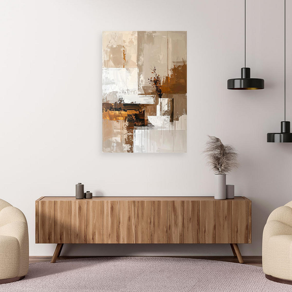 LEINWANDBILD, Beigebraune moderne Boho Abstrakt - Beige, Textil (20/30cm) - Feeby