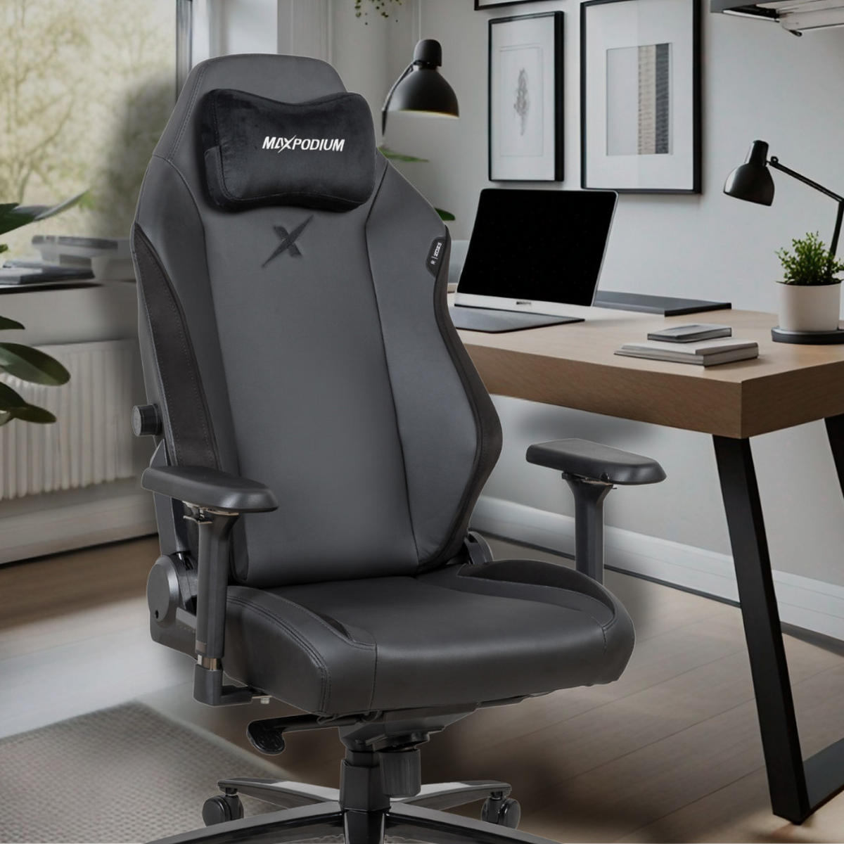 GAMING-BÜROSTUHL Heavy SMI Schwarz - Schwarz, Metall (55/137/49cm) - MaxPodium